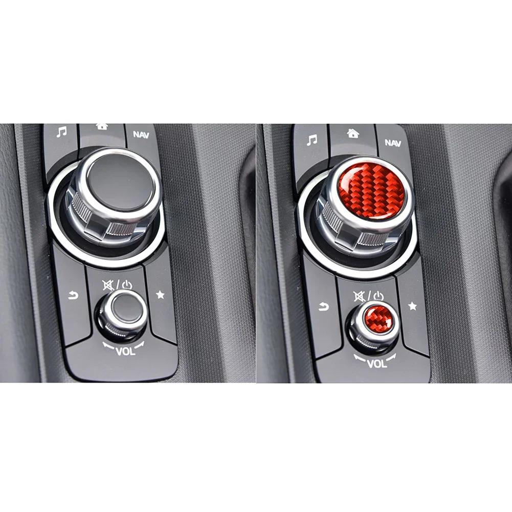 Add A Touch Of Luxury To Your For Mazda MX5 162020 With Red Carbon Fiber Multimedia Button Cover Trim Set Of 2
