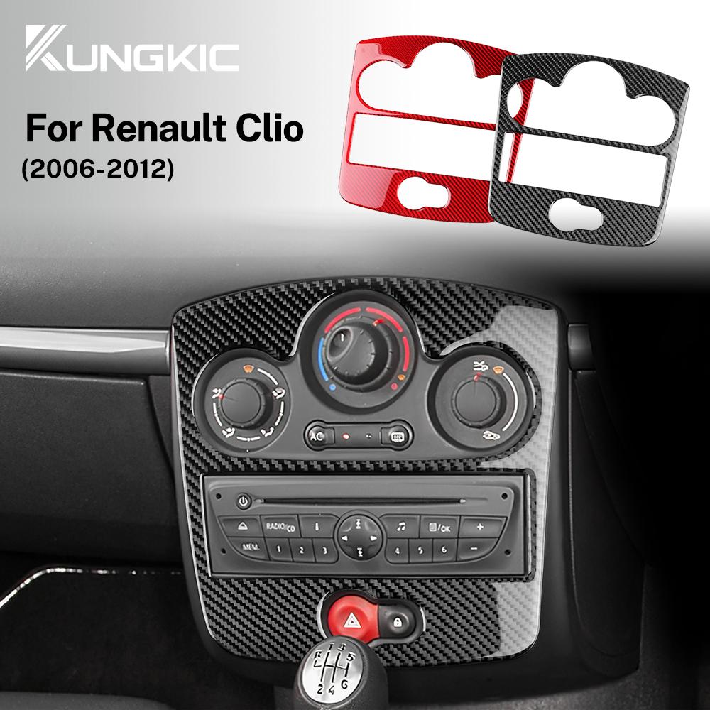 Interieurstickers van Koolstofvezel voor Renault Clio 3 2006-2012 CD AC Paneel Decoratieve Overlay