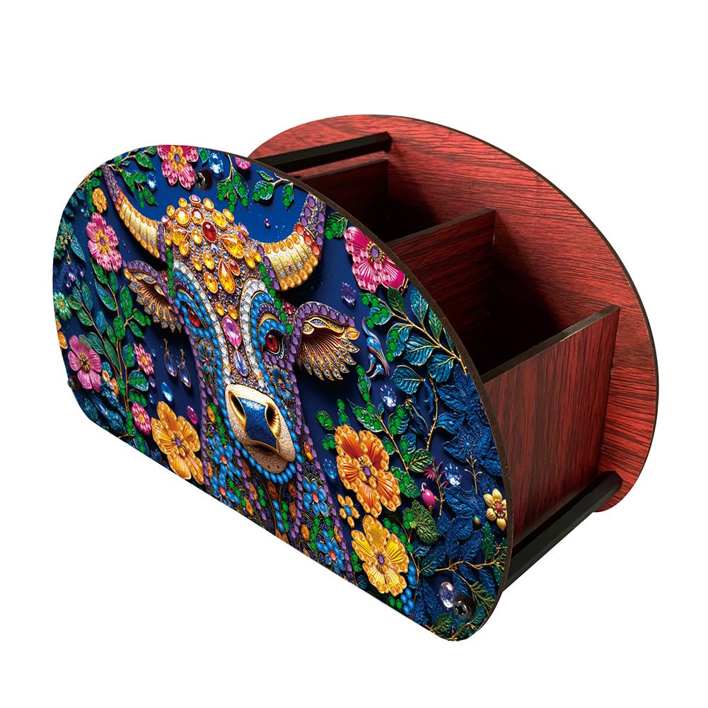 DIY Wooden Diamond Painting Storage Cosmetic Tool Holder Animal Pattern Diamond Painting Art Kit Organizer Box Desk Accessories