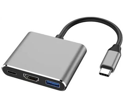 SUNROZ Type-C - HDMI USB 3.0 Adaptörü MacBook Apple Samsung Asus HP Type-C USB Hub 4K, Gri (A486760)
