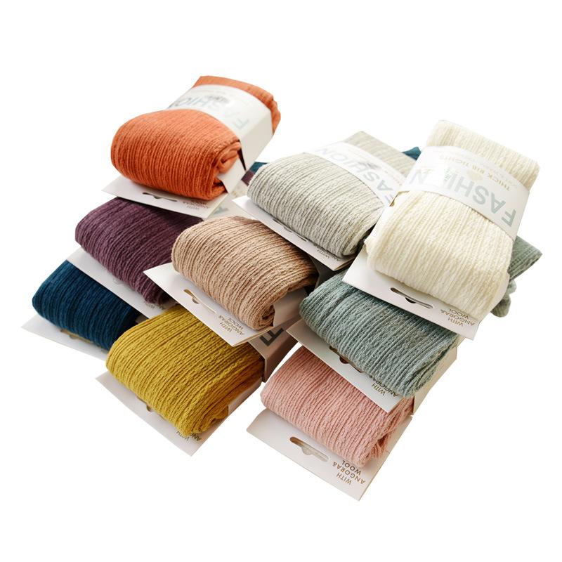 Tlusté teplé pruhované dámské punčochové kalhoty Podzim Zima Punčocháče Bavlněné Pletené punčochy Vícebarevné Collant