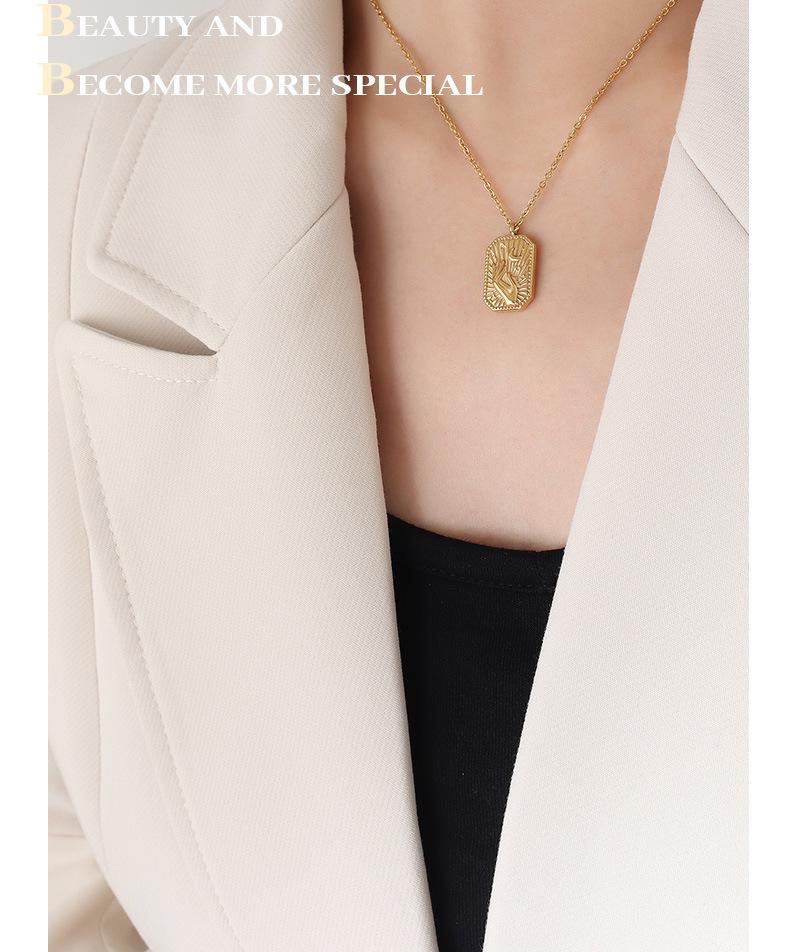 European Style Titanium Steel Moon Hand Gesture Pendant Necklace