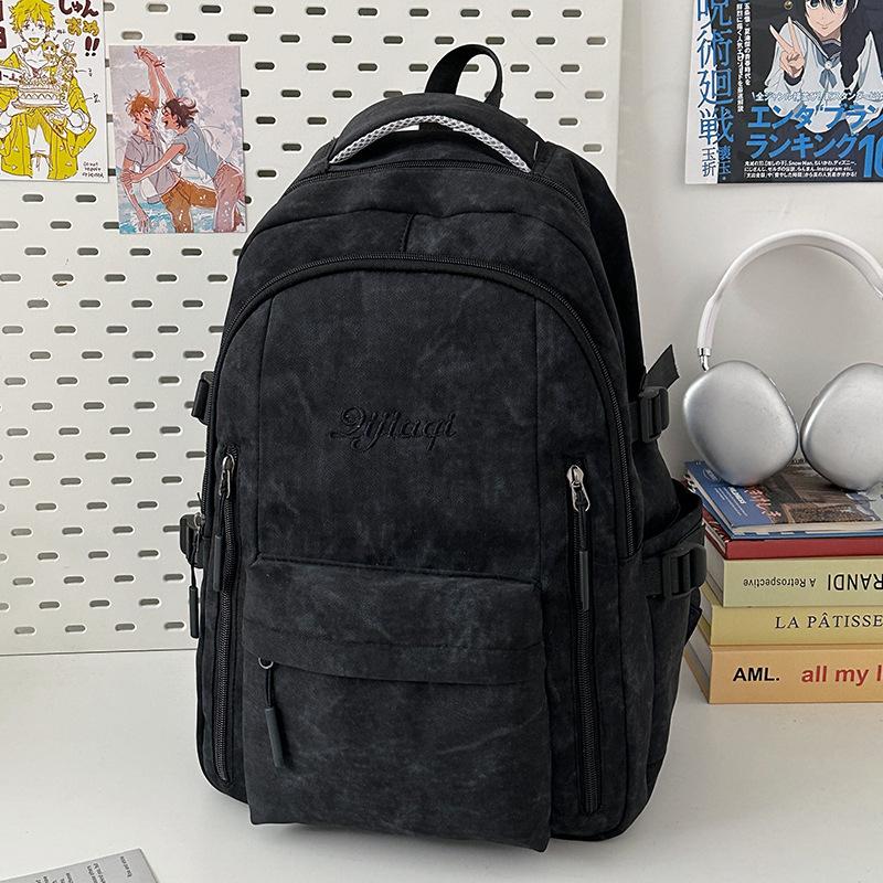

Fashion schoolbag Junior high school female backpack college student versatile large capacity high value backpack male new чёрный