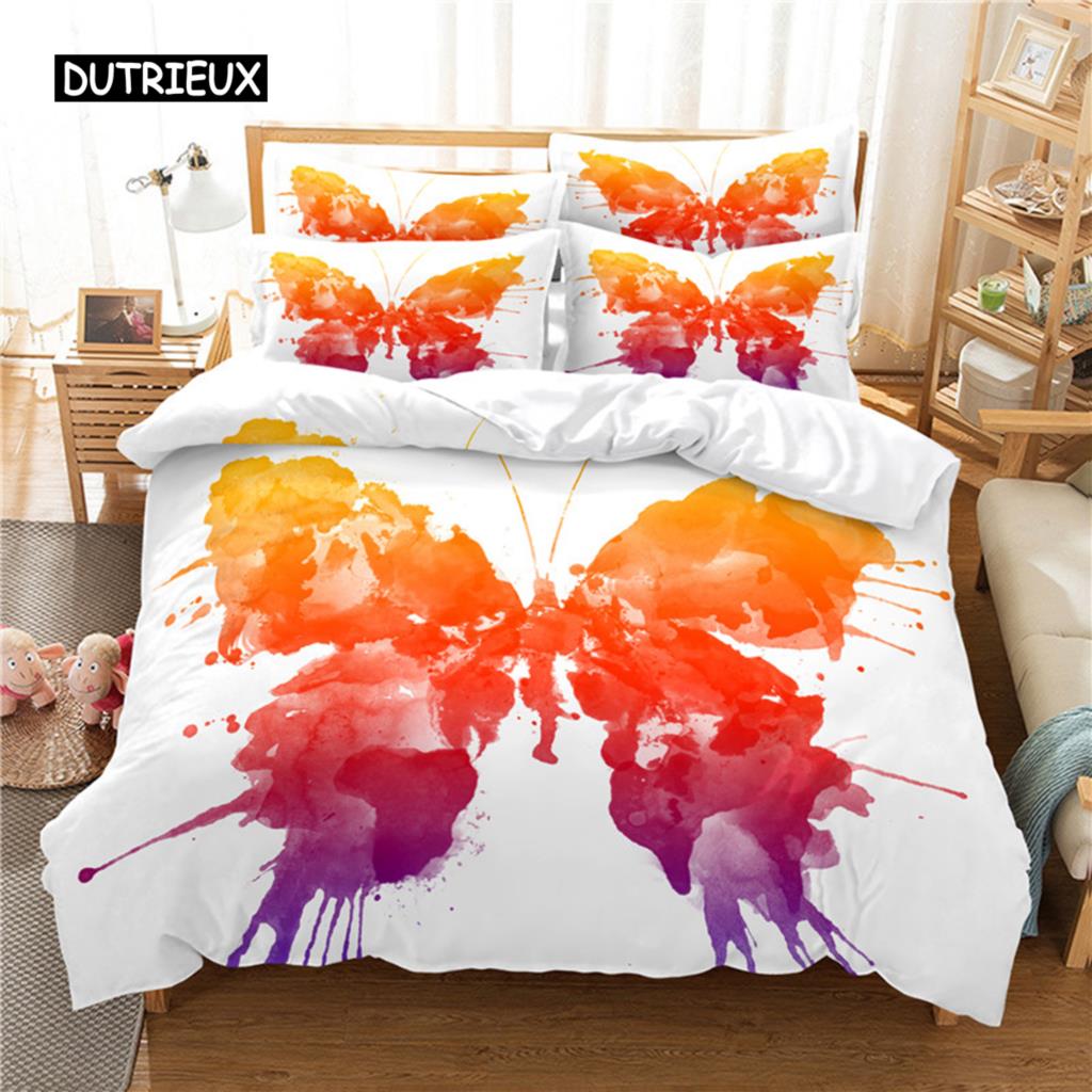 Colorful Butterfly Bedding Set Duvet Cover Set 3d Bedding Digital Printing Bed Linen Queen Size Bedding Set Fashion Design
