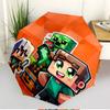 Sandbox Game Print Automatic Open Close Umbrella, Portable Foldable Umbrella, for Outdoor Commute Camping Trip, Ideal Birthday Gift