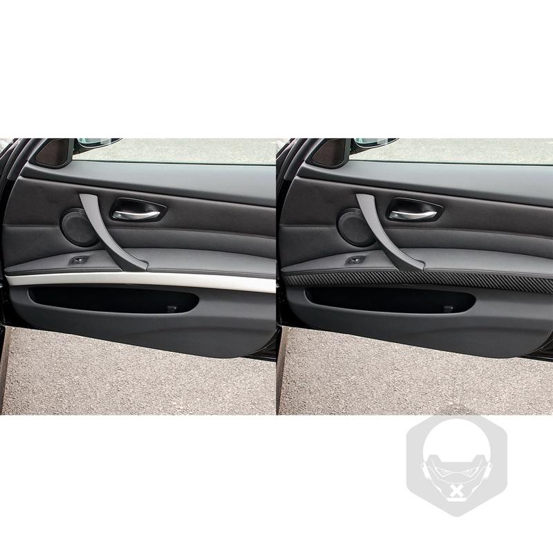 For BMW 3 Series E90 2006-2011 Carbon Fiber Door Inner Armrest Panel Trim Strips Interiors Car Accessories Decoration Sticker