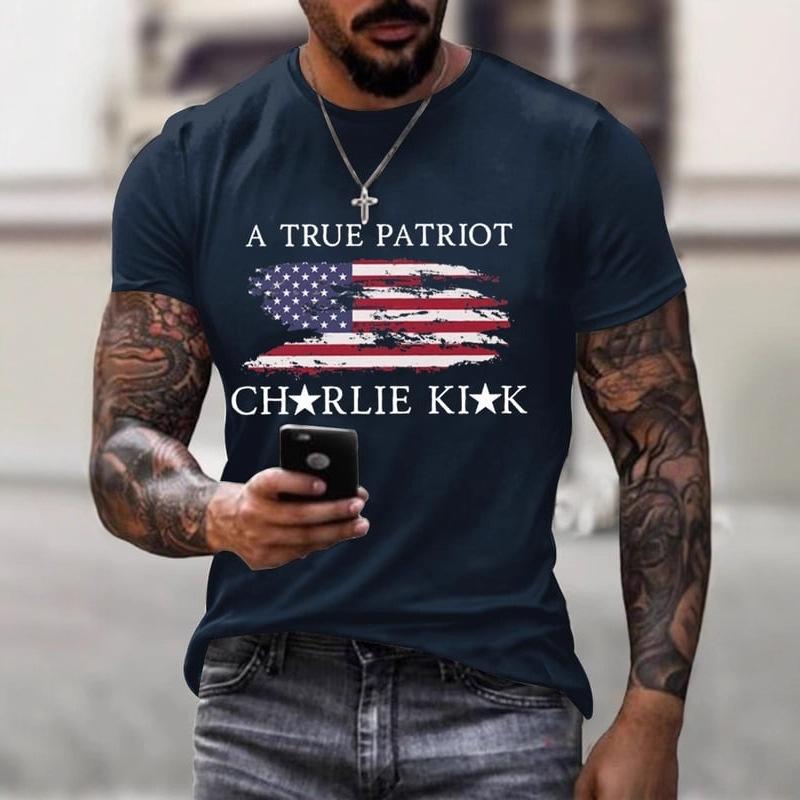 Casual Printed Cotton Short-sleeved Loose Crew Neck Top Fashion T-Shirts Men’s