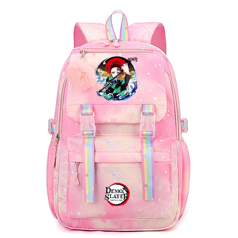 Anime Demon Slayer Backpack Computer Bagpack Sweet Soft Backpack Printed Girl Lightweight Schoolbag for Women Travel Leisure Bag Rucksack Mochila