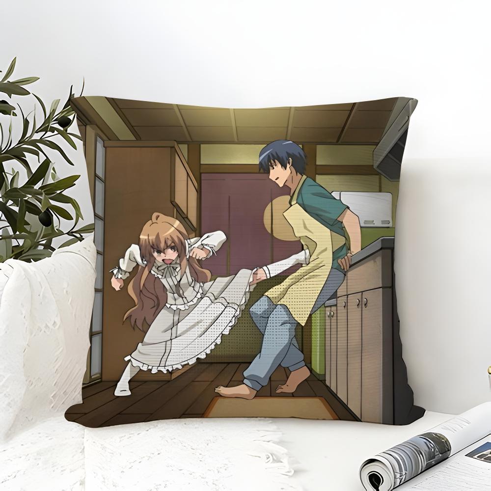 Anime TToradora Pillow Case Cotton Linen Fabric Square Zipper Pillowcase Home Decorative Living Room