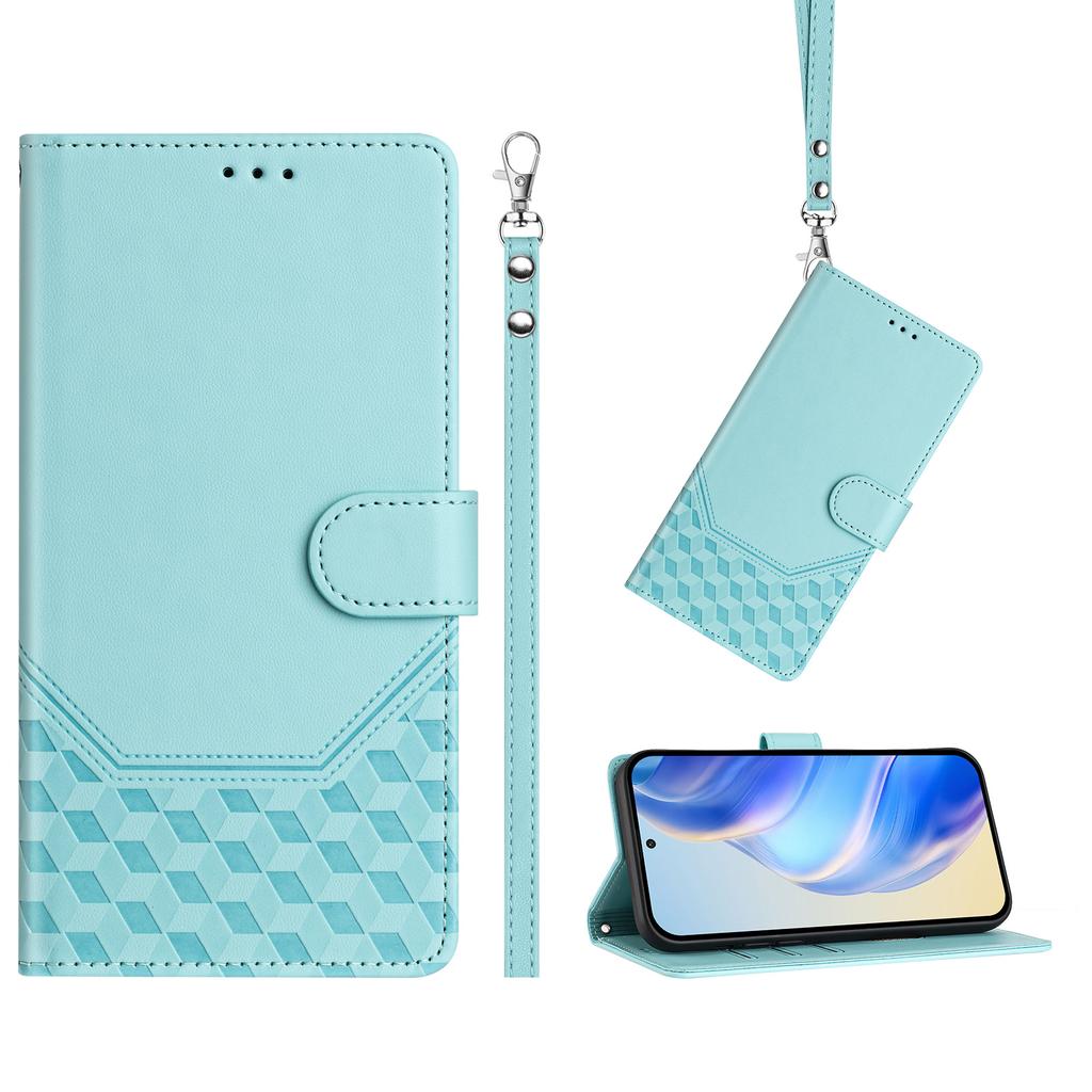 For Realme P3 Ultra 5G Case Imprinted Honeycomb RFID Blocking Leather Phone Cover with Strap