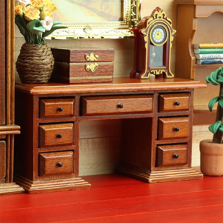 Miniature Office Desk Model Figure for Craft Project Scene Display 1/12 Doll House Scene Landscape Props Accessories