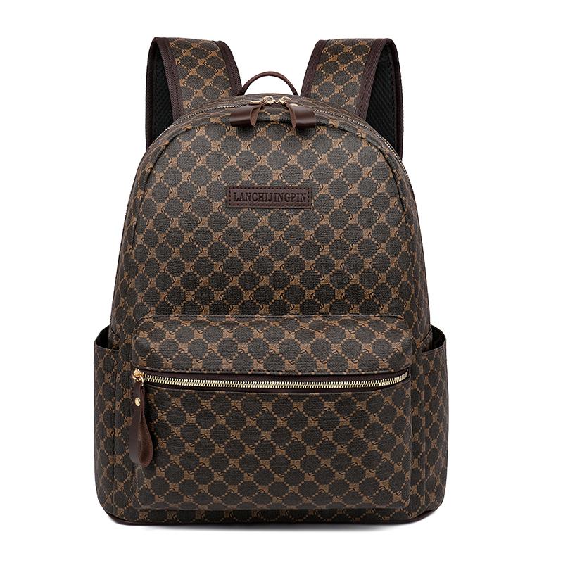 Fashion Luxury Men's Backpacks High Quality Large Capacity Computer Bag Waterproof PU Shoulder Handbag Vintage Style School Bag