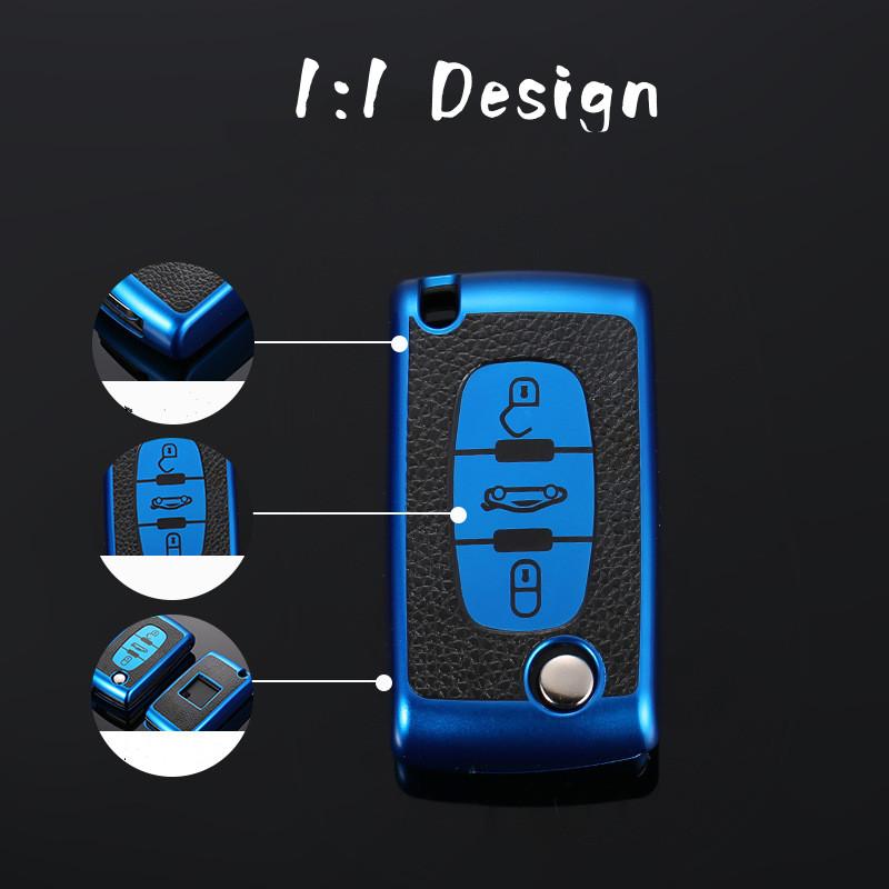 TPU Leather 2/3 Buttons Car Remote Key Case Cover for Citroen C2 C3 C4 C5 C6 C8 for Peugeot 107 207 307 307S 308 407 607