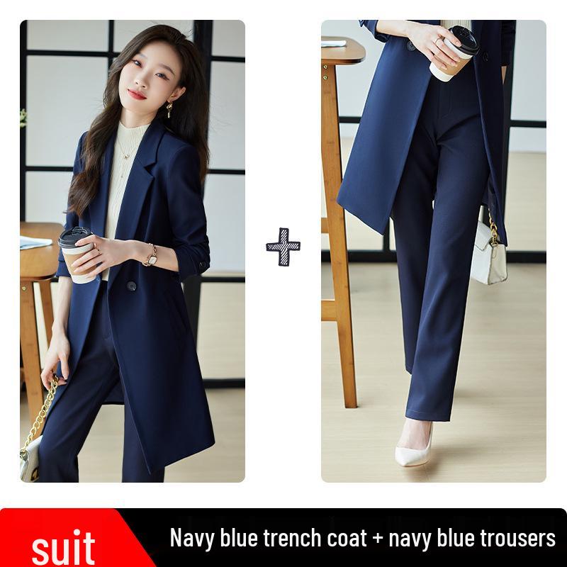 Damen Midilanger Roter Trenchcoat Anzug - High-End Businesskleidung für Herbst/Winter 2025