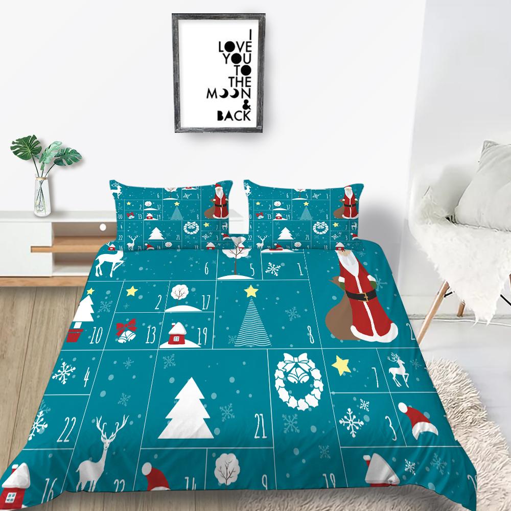 Bettwäscheset, neue Tagesdecke, 3D-Weihnachtsdekoration, Familienschlafzimmer, Einzelbett, Doppelbett, volle Größe, Steppdecke und Kissenbezug, Mikrofaser