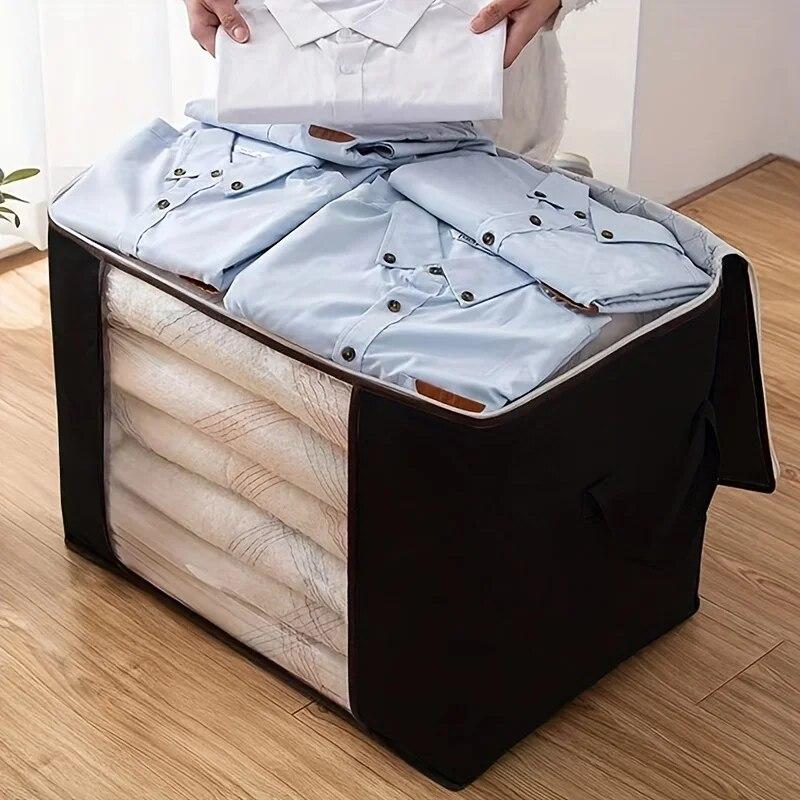 1pc Non-woven Fabric Quilt Storage Bag, Waterproof And Moisture-proof Large Capacity Clothes Storage Bag, Quilt Finishing Bag, H