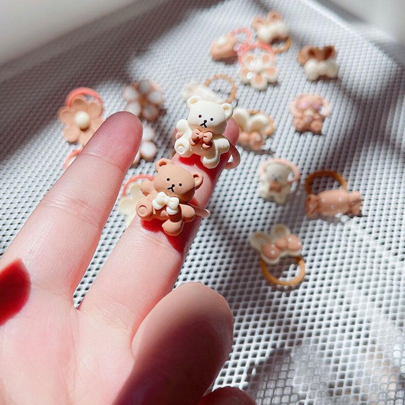 20Pcs/Lot Cute Cartoon Bear Rabbit Hair Band Girls Elastic Rubber Band Headwear Flower Bow Baby Kids Hair Accessories Ornaments