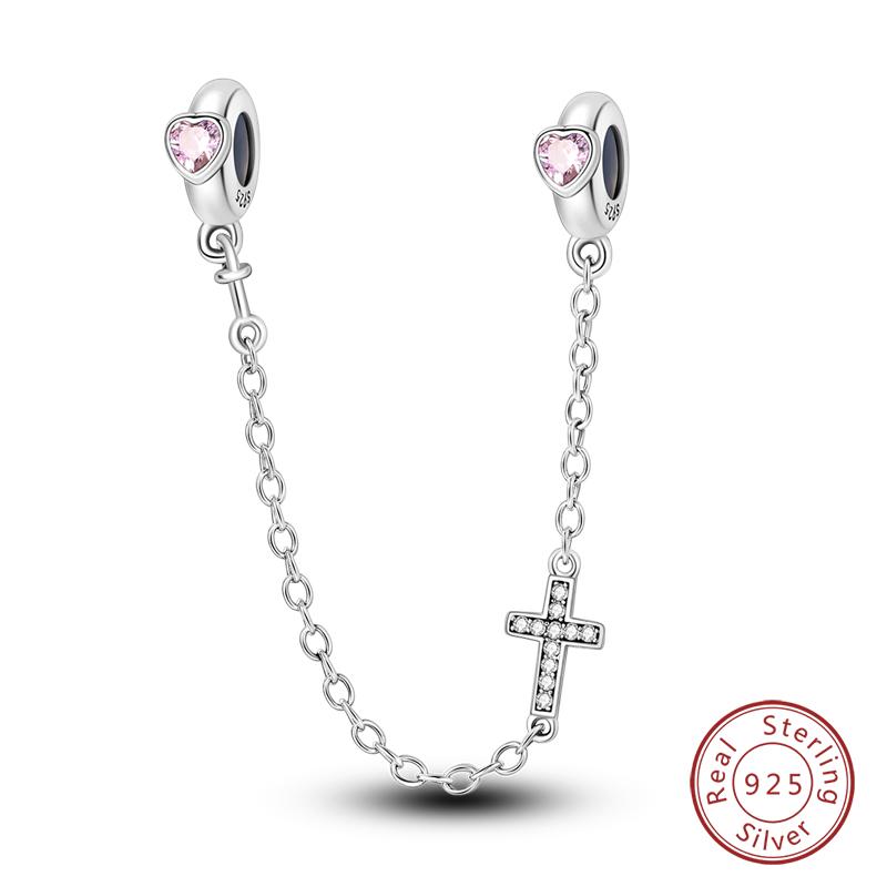 Copper Heart Shaped Keylock Cross Pattern Fantasy Cat Claw Safety Chains Fit Qikaola Original Bracelets Diy Jewelry