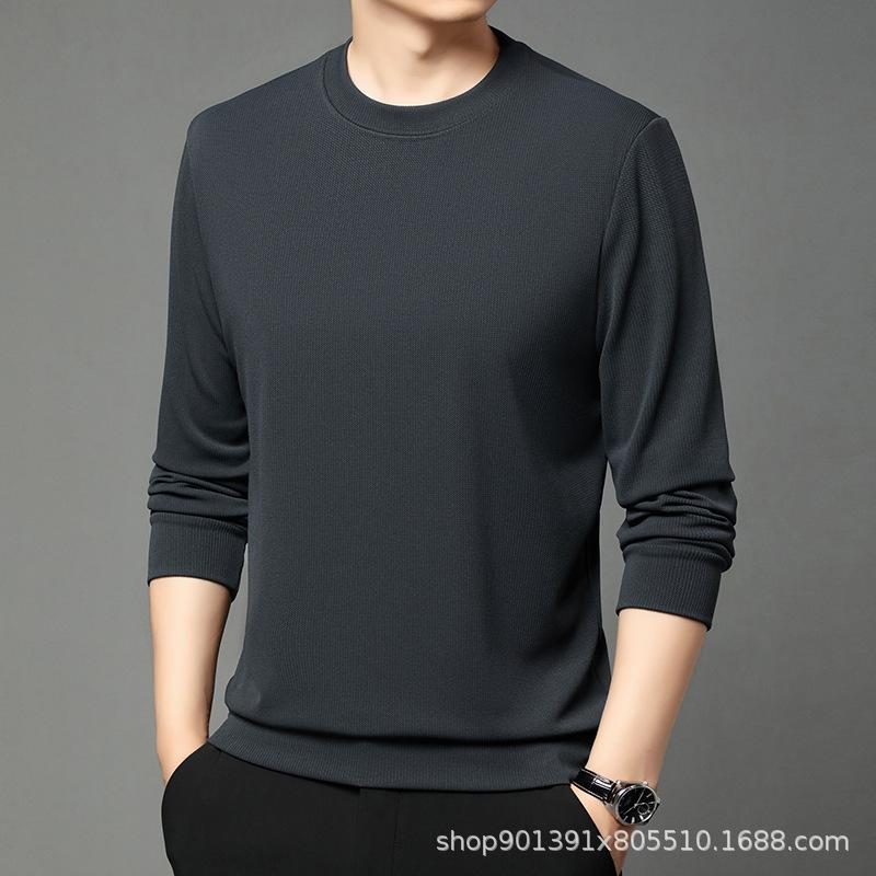 Langarmpullover Einfarbig Rundhalsausschnitt Pullover Atmungsaktiv Locker Vielseitig Unterteil Gestricktes T-Shirt