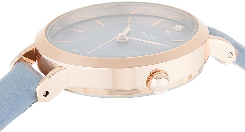Fieldwork NF Ashley Analog Pink Gold with Leather Blue Watch, Nickel-Free, Strap, ASS162-4, Women's,
