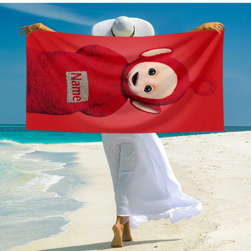 Custom Name Ultra-Soft Beach Towel with Teletubbies Theme,Ideal for Pool - Camping, Diving - Perfect Travel Essential, Vibrant Beach Towel.