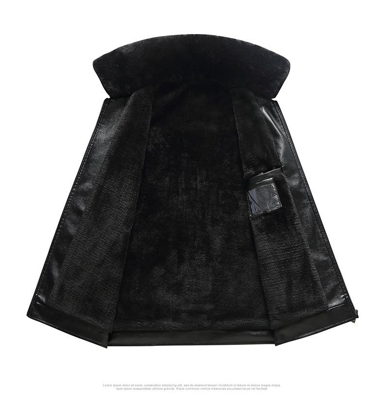 Kurtka skórzana zimowa męska futrzana, jedna swobodna, gruba, pluszowa, skórzana kurtka, ciepłe płaszcze