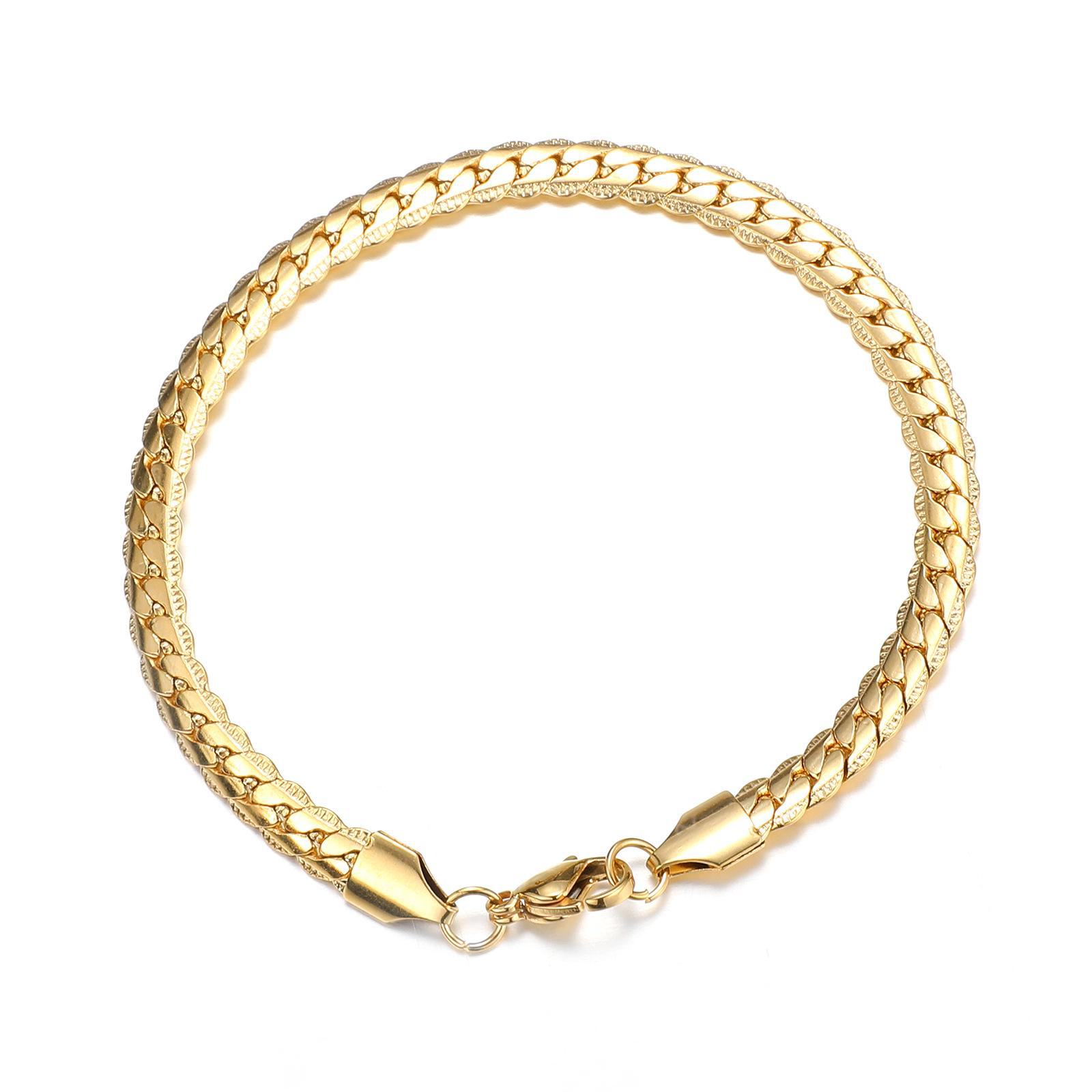 

Мужское ожерелье из нержавеющей стали с кубинской цепочкой и подвеской bracelet; length 21cm; width 5mm золотой