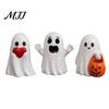 Unique Home Accents Halloween Cute Ghost Figurine, Small Red Heart Pumpkin Bucket Statue, Decorative Figurines for Shelf Resin Funny Ornament