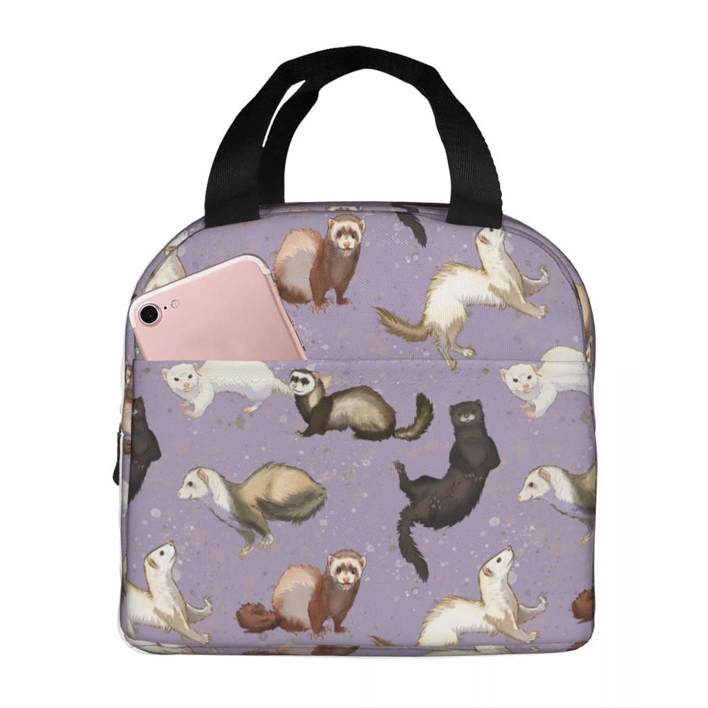 Playful Ferrets Insulated Lunch Bag for Women Kids Portable Food Boxes Thermal Lunch Box Tote