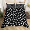 Dog Paw Print Duvet Cover Set Queen Size, Bone Pattern Bedding Set 3pcs For Kids Teens Room Decor, Pet Animals Comforter Covers