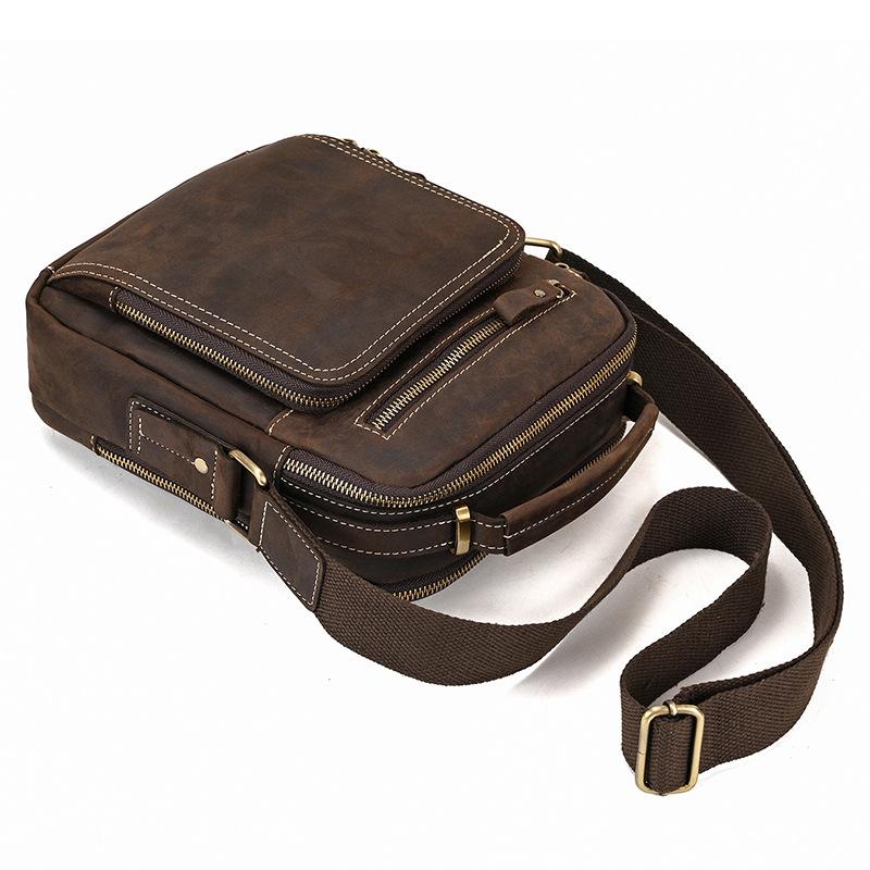 Men'S Genuine Leather Shoulder Bag Casual Messenger Bag First Layer Cowhide Portable Shoulder Bag Genuine Leather Men'S Bag