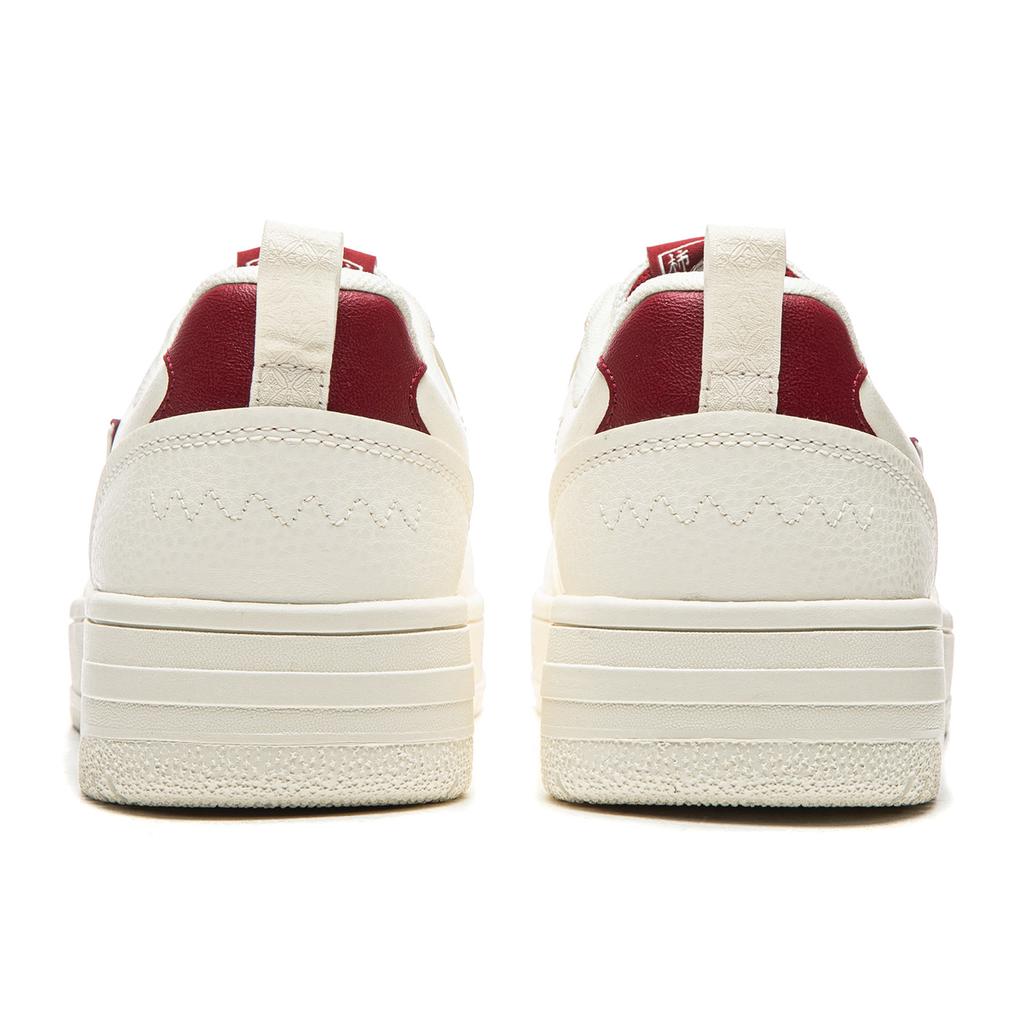 Li Ning Tianji Soft Slip Resistant, Abrasion Resistant, Height Increasing Low Top Skateboard Shoes Women's White Red AGCW068-5