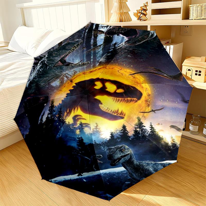 Dinosaur Moonlit Adventure Umbrella 8-Frame for Travel, camping, Casual Lightweight Portable Umbrella, Essential for every family Holidays Gift