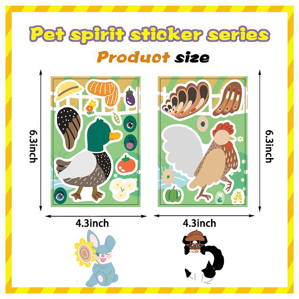 8/16PCS Farm Animal Children's Puzzle Sticker Cartoon Kids Make a Face Cute Rabbit Cow Dog Cartoon Assemble Jigsaw DIY Party Toy