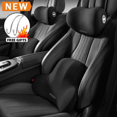 Almohada de cuello para coche de espuma viscoelástica, soporte Lumbar protector para la espalda, cojín transpirable para reposacabezas del coche, alivia el estrés, almohada para asiento de coche