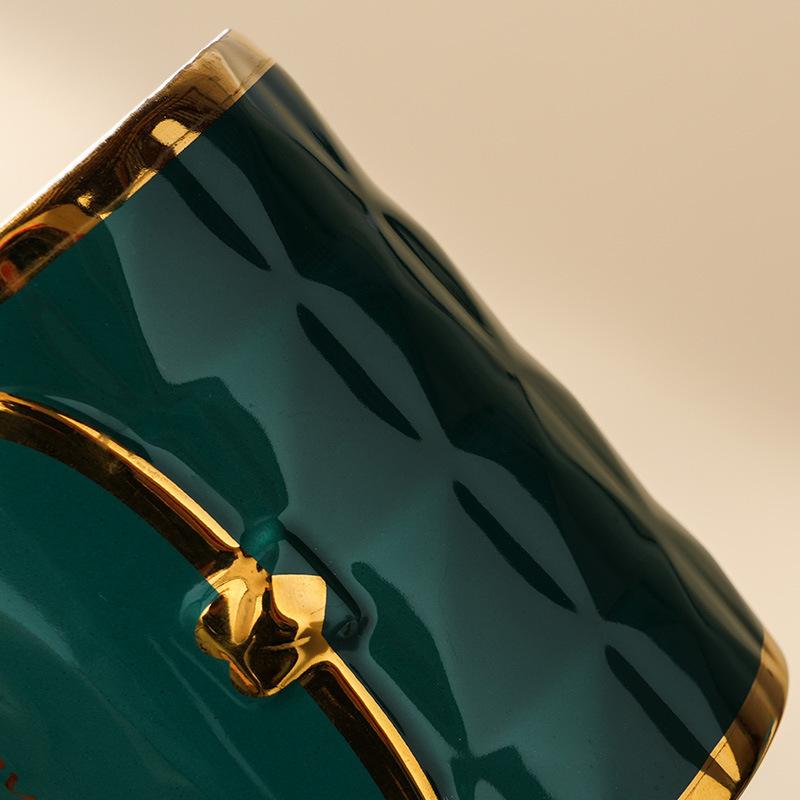 Nordic Gold Plated Handbag Ceramic Cup with Handle Single Cup Opening Small Gift Souvenir Mug Set Large Capacity