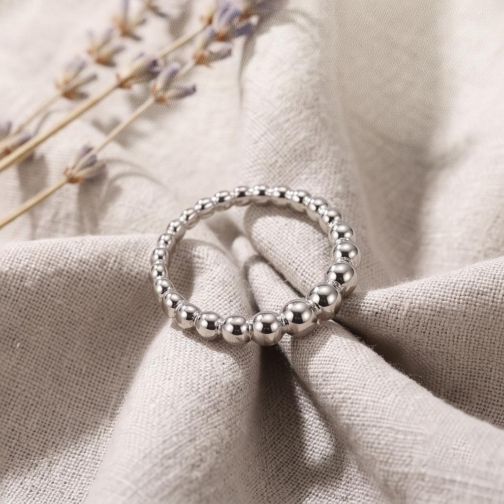 18K Gold Irregular Bead Ring: Simple Titanium Steel, Colorfast Stainless Steel Band Size 5