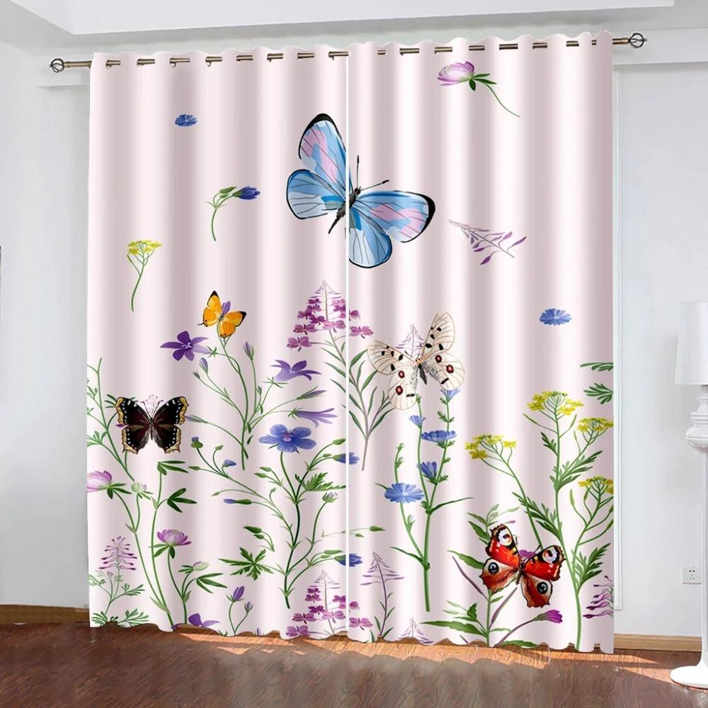 Blumen- und Schmetterlingsmuster Vorhänge Verschiedene Blumenmuster Verschiedene Stile Wohnzimmer Schlafzimmer Heimdekoration Fenstervorhang
