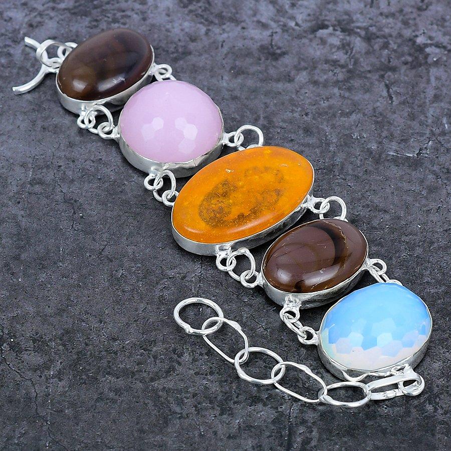 Baltic Amber Gemstone Handmade 925 Sterling Silver Bracelet7-8" F1m95