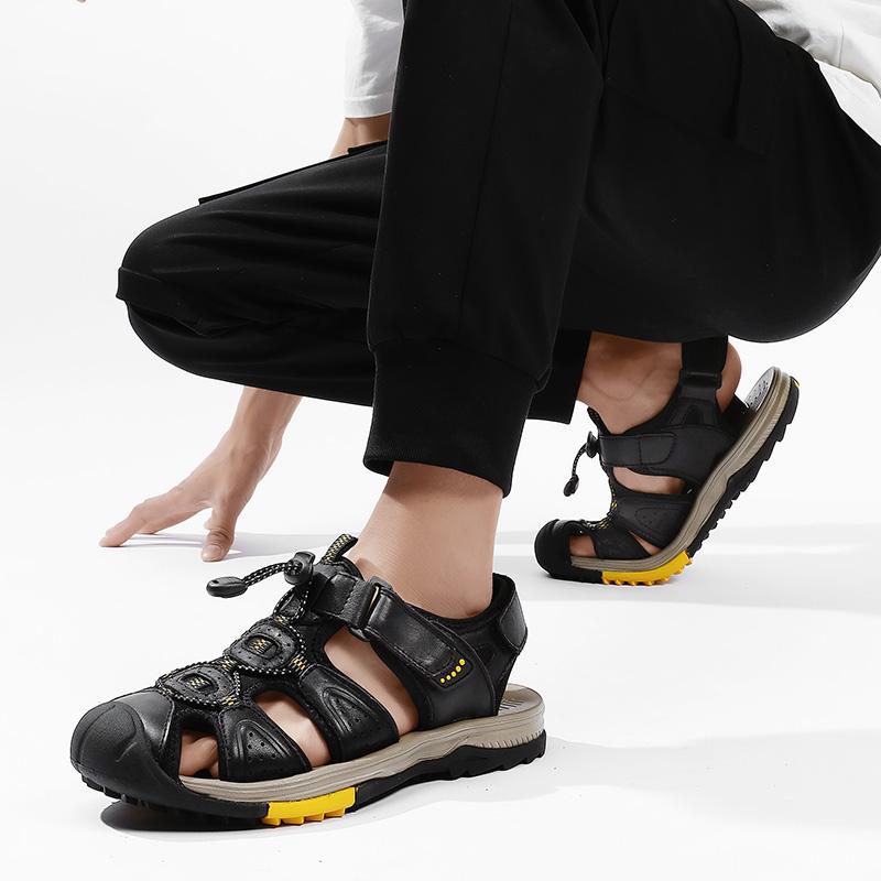 Mode PARZIVAL Sommar Herrsandaler Utomhus Halkfria Herr Strandskor Handgjorda Äkta Läder Herrskor Mode Romerska Sneakers