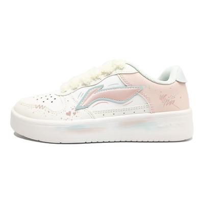 Li Ning Floating Boat Slip Resistant Cushioning Abrasion Resistant Low Top Skateboard Shoes Women's Pink AGCS420-4(Team499-)