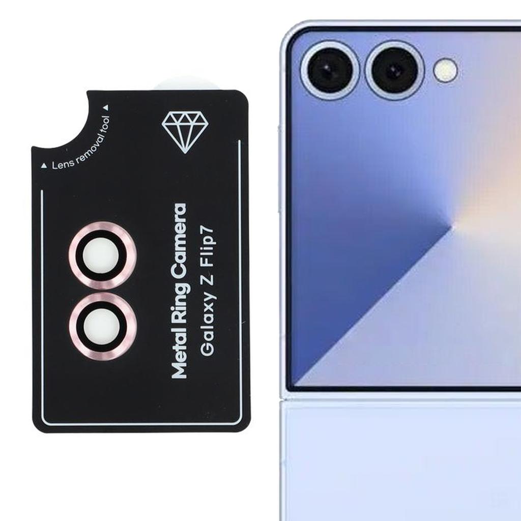 For Samsung Galaxy Z Flip7 5G Camera Lens Protector Set Electroplating Metal+Tempered Glass Individual Lens Film