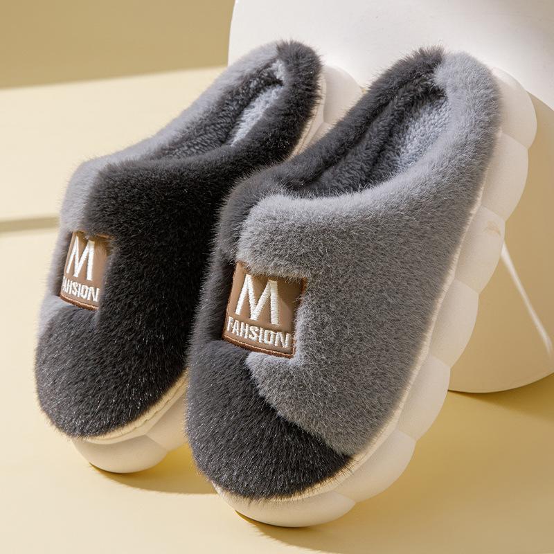 Cotton slippers women spring and autumn winter plush non-slip home use home indoor warmth couple winter men