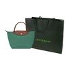 Longchamp Le Pliage Original Minimaliste Sac Cabas Dumpling en Toile de Nylon Texturée et Cuir pour Trajet Quotidien Petit Sac Cabas Femme Sauge 1621089P84