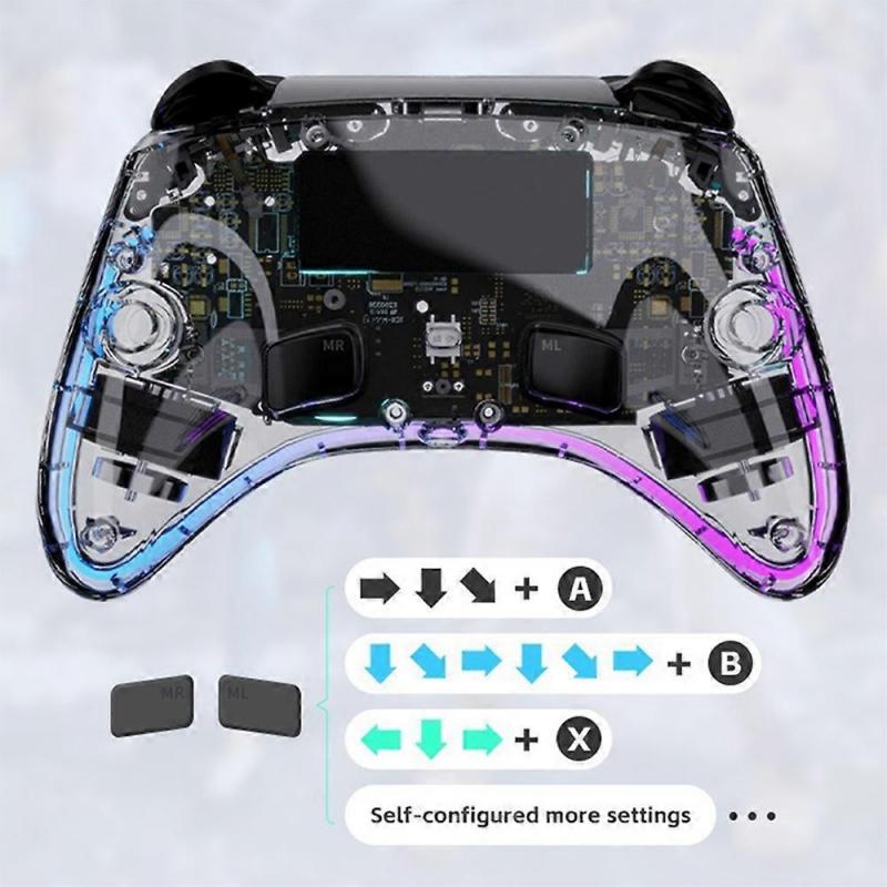 DATA FROG G04 For Nintendo Switch OLED PC Wired Wireless Transparent Game Controller with RGB Ligh