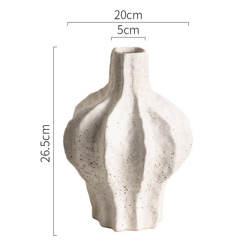 Zen Retro Handmade Rough Pottery Matte White Ceramic Vase Ornaments Home Study Accessories Tea Room Homestay Decoration Crafts