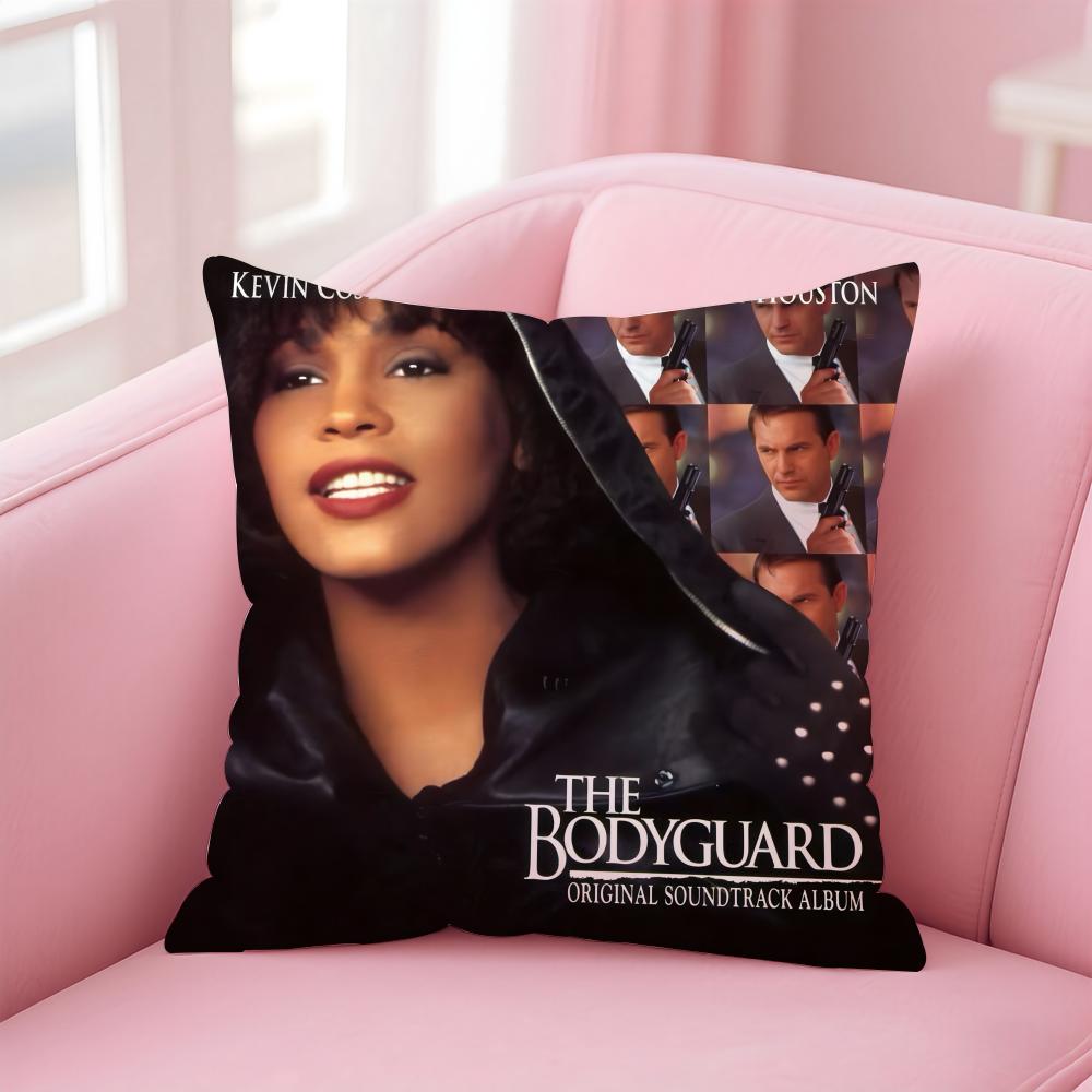 W-Whitney Houston Album Cover Cushion Cover Pillowcase Short Plush Invisible Zipper Room Sofa Cushion Cover