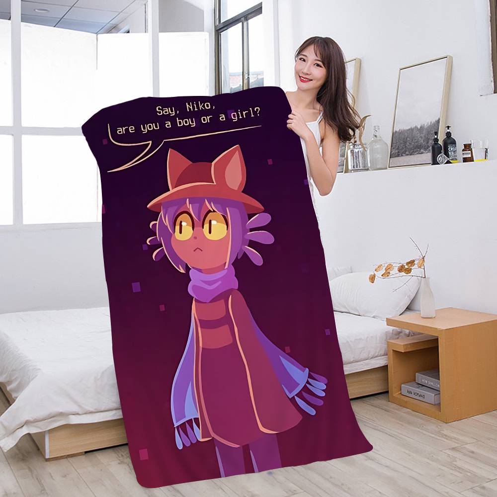 Anime Niko Oneshot Microfiber Blanket Quick Drying Beach Towels Oversized Printing Super Absorbent Pool Towel Blanket W30*H60(CM)