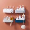 Étagère de Salle de Bain en Plastique Étagère de Rangement Organisateur de Douche Panier de Rangement pour Cosmétiques Support Mural Design à Vidange Support sans Perçage