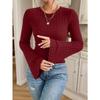 Women S Slim Fit Long Sleeve Knit Top Crew Neck Brushed Fall Winter